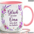 Oma Tasse Spruch Glück Geschenk Danke Geburtstag Lila Becher 330ml