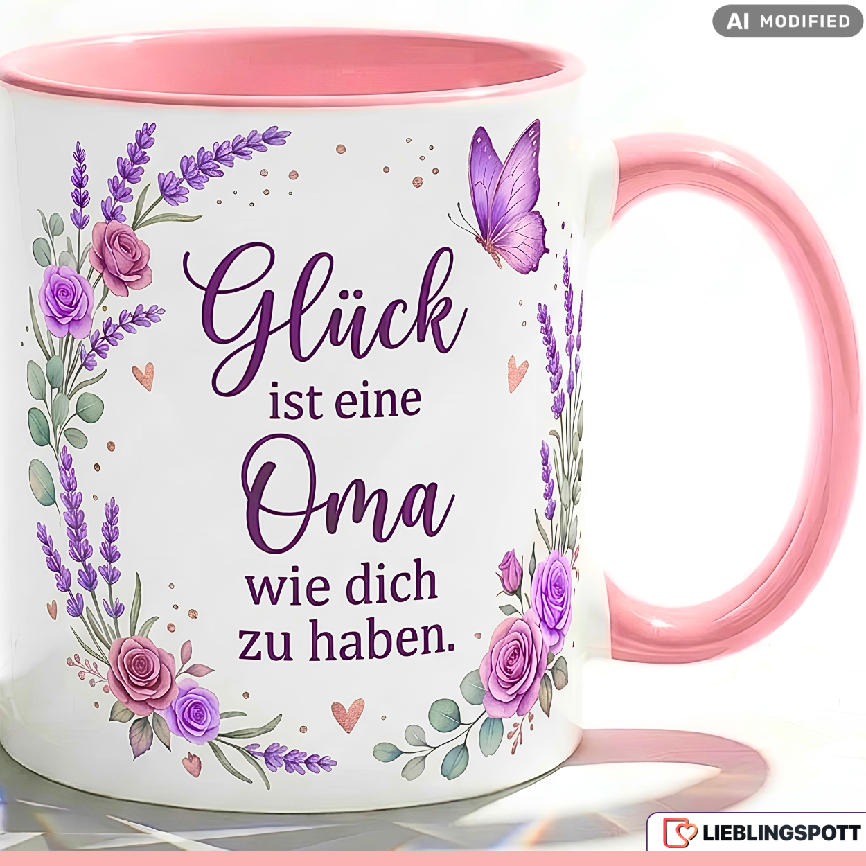 Oma Tasse Spruch Glück Geschenk Danke Geburtstag Lila Becher 330ml