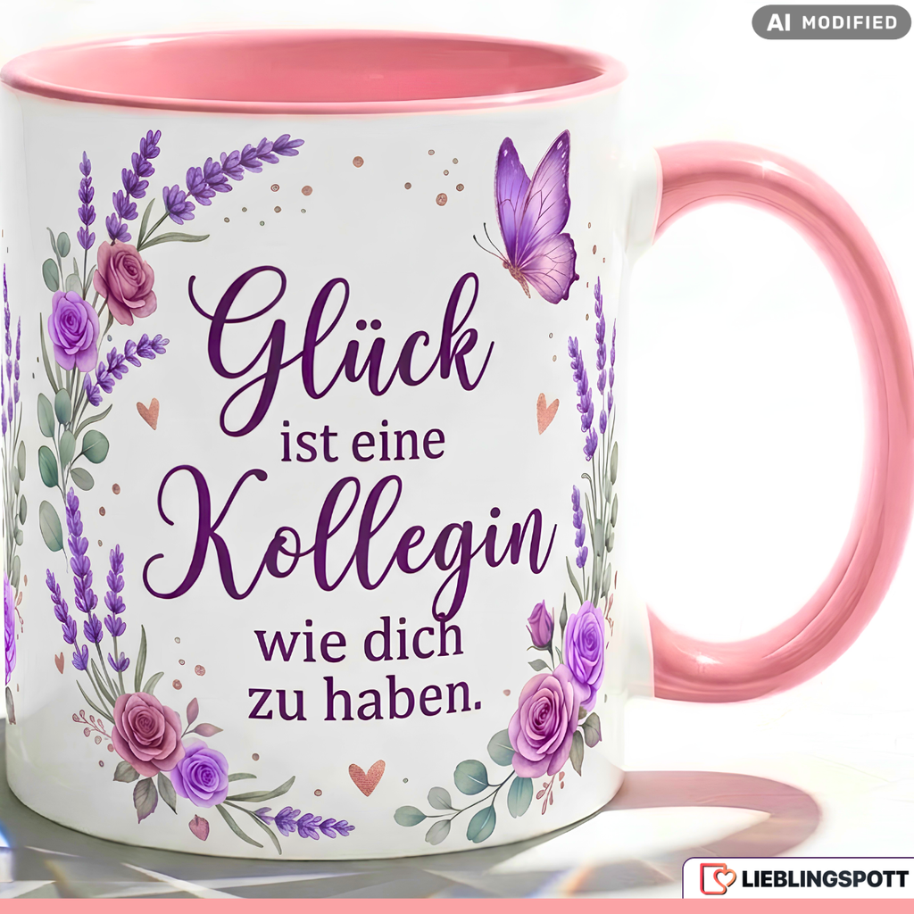 Kollegin Tasse Spruch Dankeschön Büro Geschenk Lila Becher 330ml