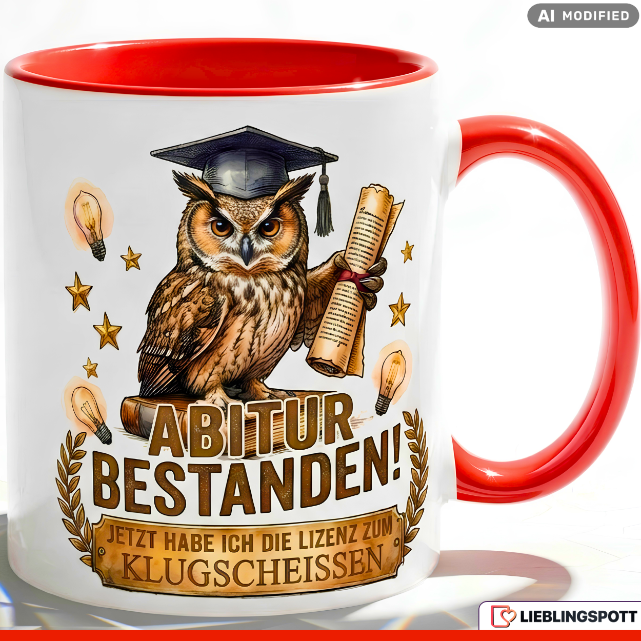 Graduation Owl Quote Mug Red 330ml