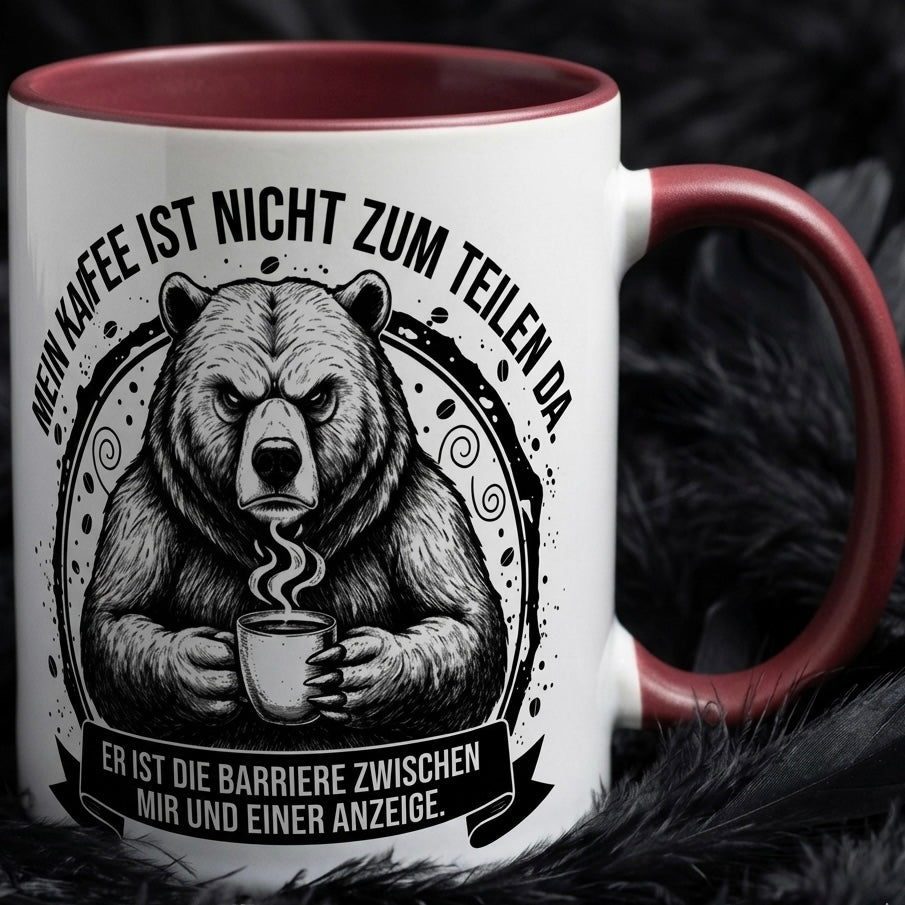 Tasse Spruch Mein Kaffee ist nicht zum Teilen da Barriere Anzeige – Witzige Kaffeetasse Büro Arbeit Job Humor Morgenmuffel – Geschenk Kollegen – Keramik Becher 330ml