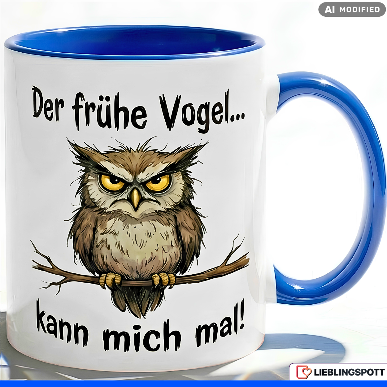 Owl Mug Saying Grumpy Morning Person Office Gift Red Cup 330ml