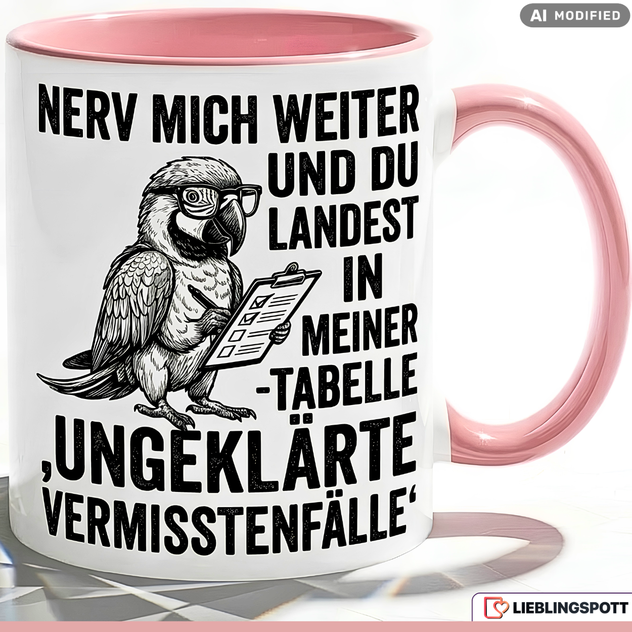 Parrot Mug Saying Office Gift Colleague Black Mug 330ml