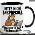Eule Tasse Spruch Büro Arbeit Geschenk Kollege Roter Becher 330ml