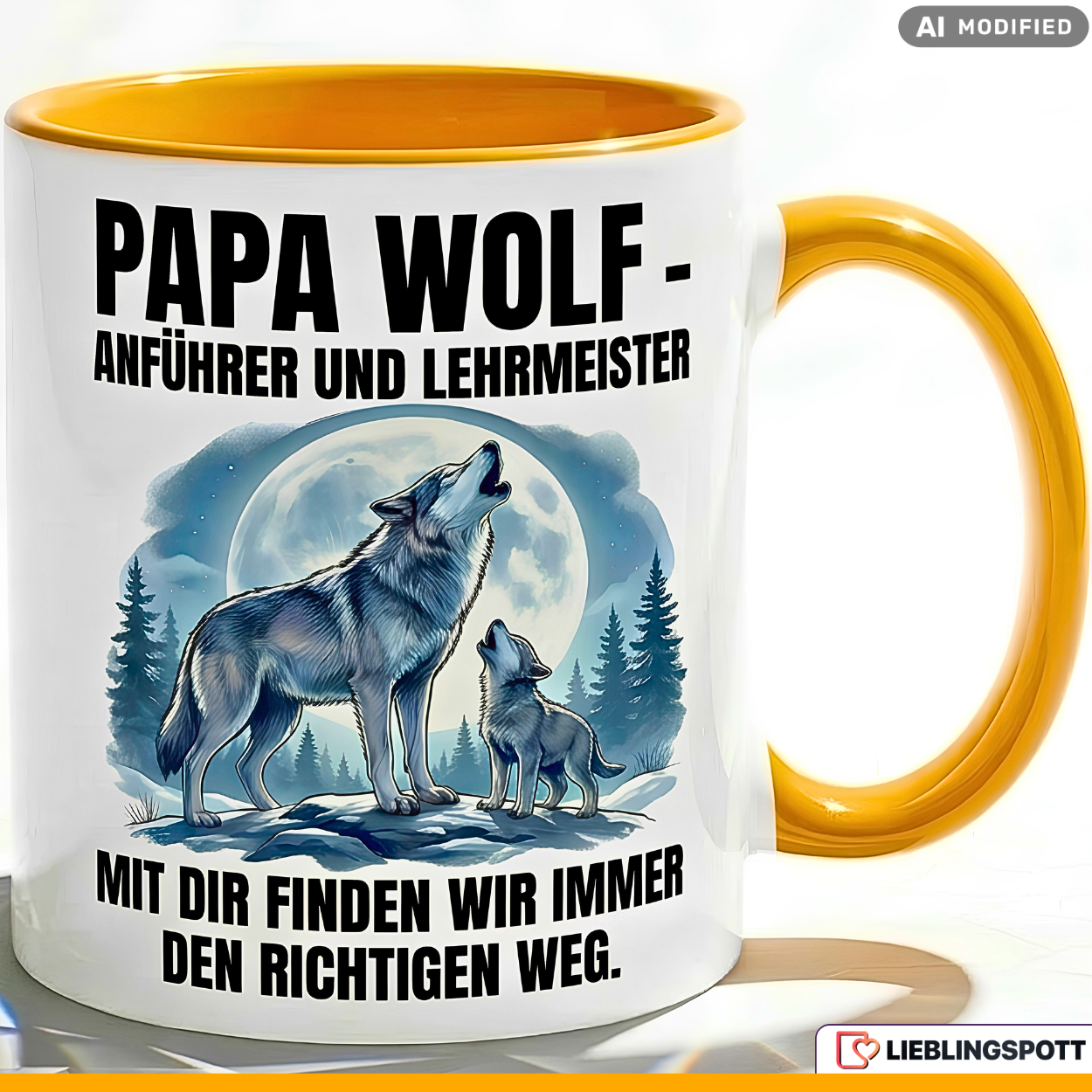 Papa Wolf Mug Saying Father's Day Gift Blue Mug 330ml