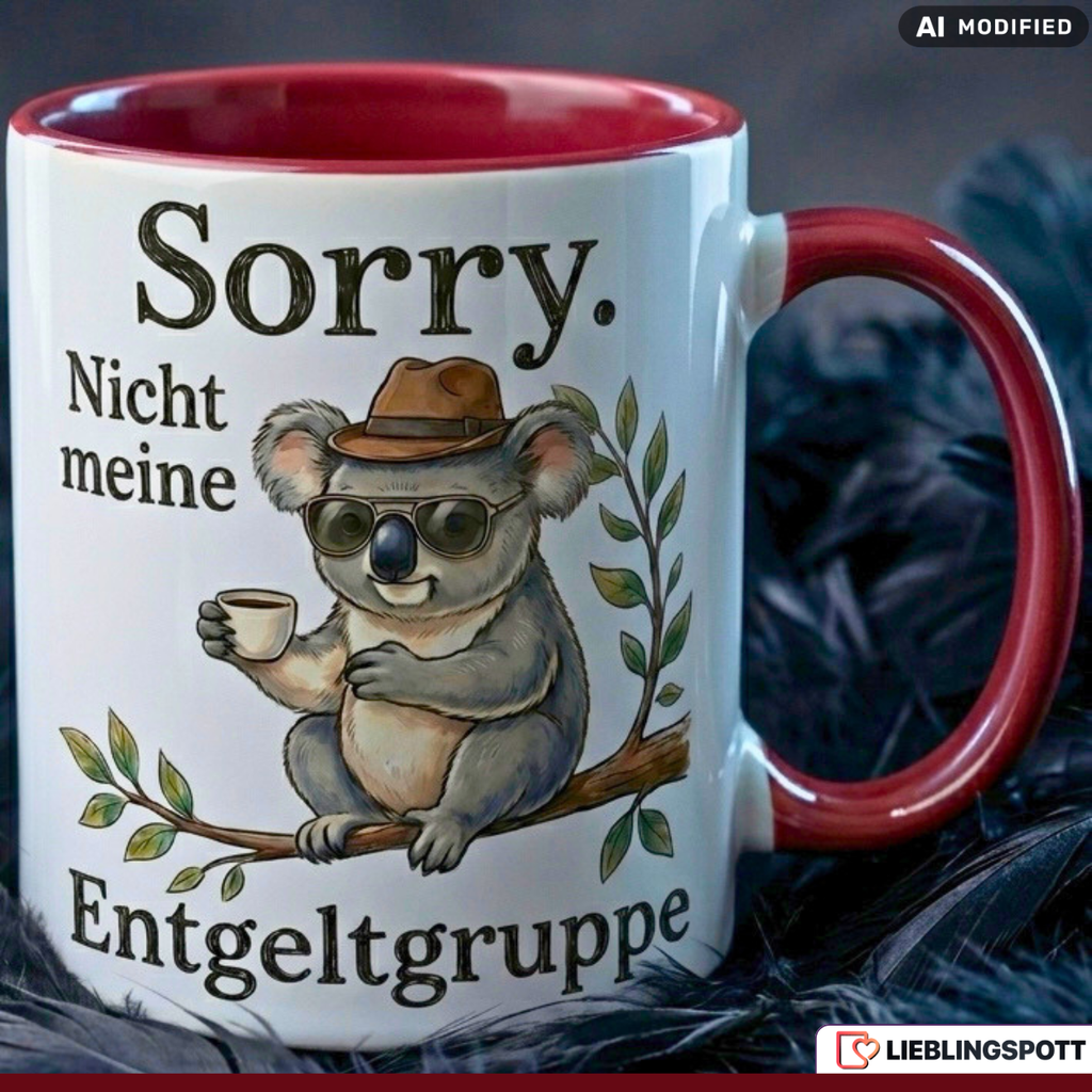 Koala Tasse Spruch Entgeltgruppe Büro Geschenk Grüner Becher 330ml