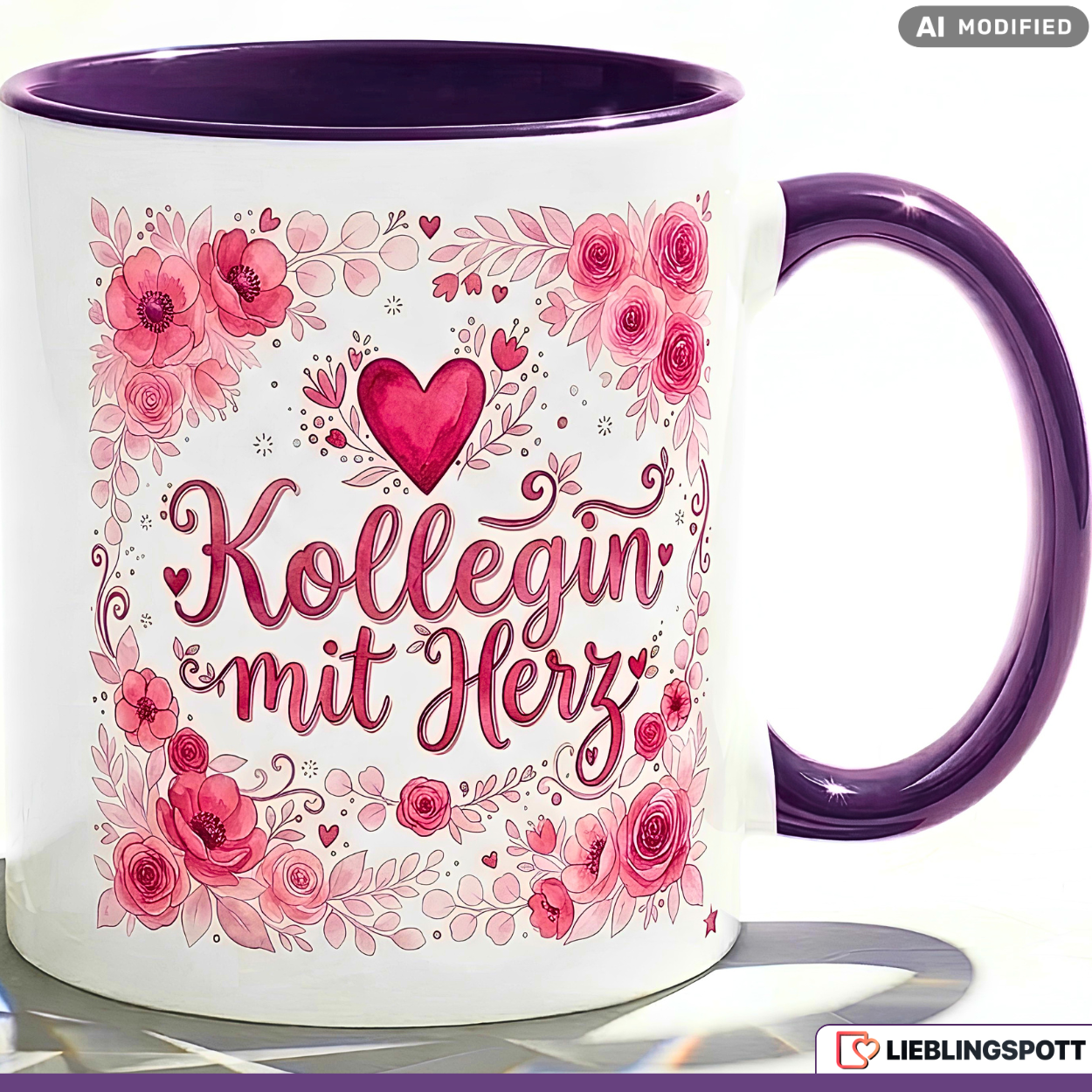 Kollegin Tasse mit Herz Spruch Geschenk Geburtstag Rosa Becher 330ml