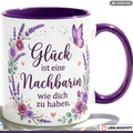 Nachbarin Tasse Spruch Glück Geschenk Danke Geburtstag Rosa Becher 330ml