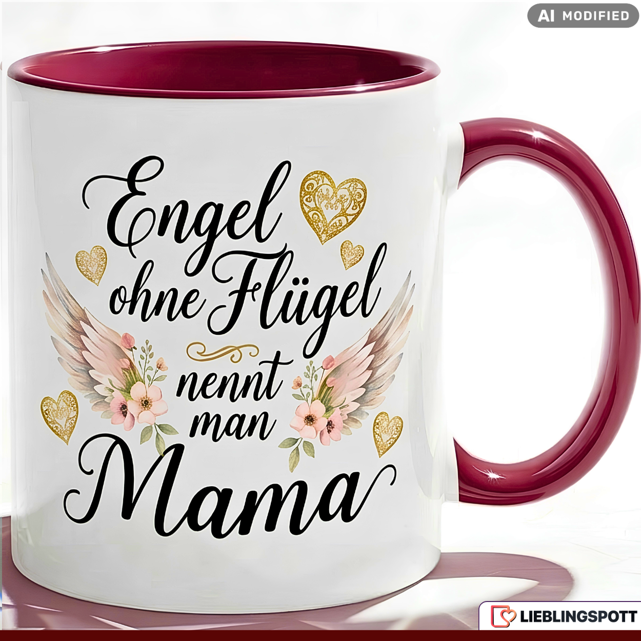 Mama Tasse Spruch Engel ohne Flügel Geschenk Roter Becher 330ml