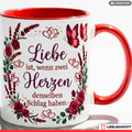 Liebe Tasse Spruch Herzen Geschenk Jahrestag Valentinstag Rot Becher 330ml