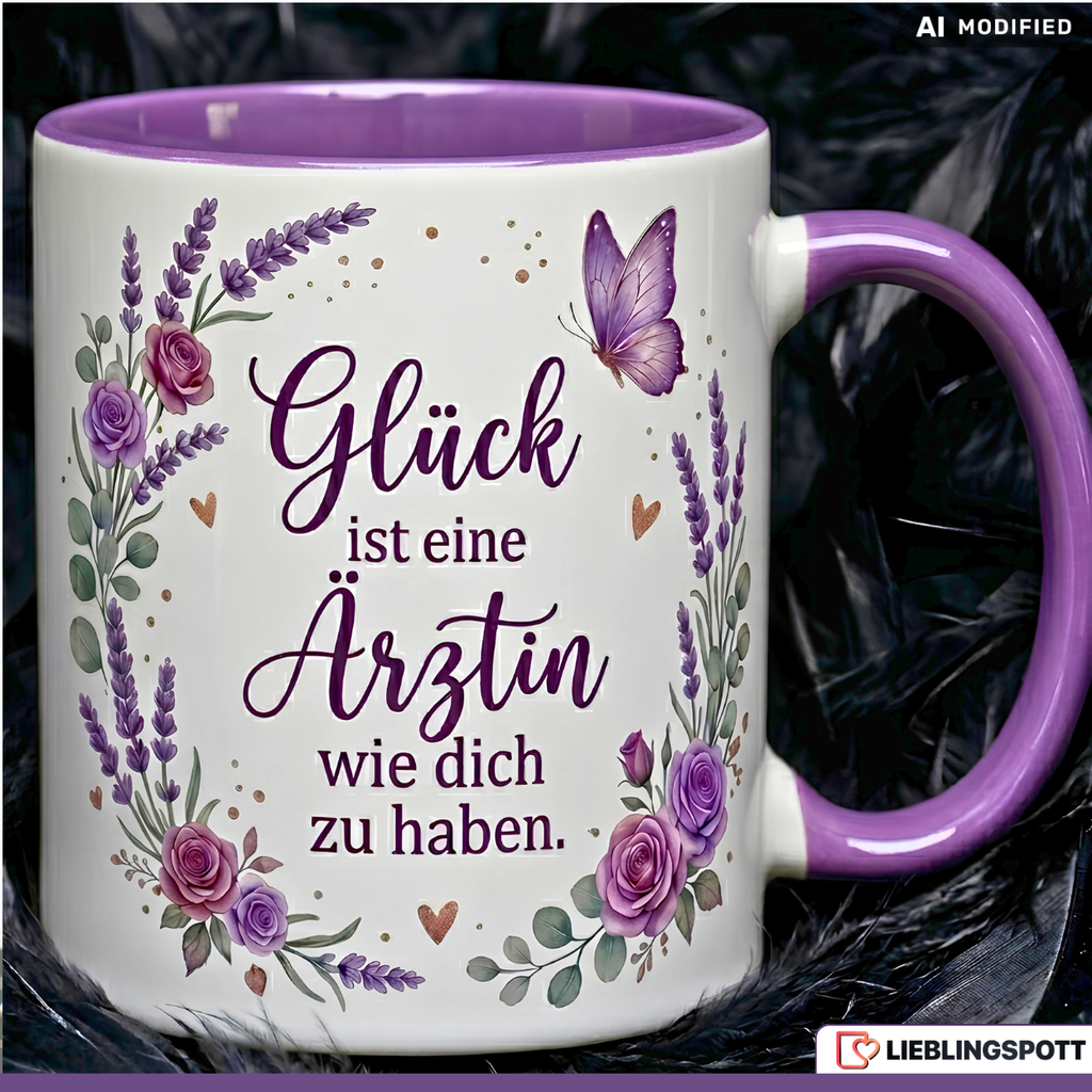 Ärztin Tasse Spruch Glück Geschenk Danke Geburtstag Rosa Becher 330ml