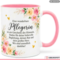 Pflegerin Tasse Spruch Geschenk Danke Rosa Becher 330ml