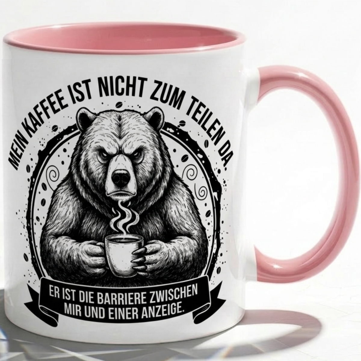 Tasse Spruch Mein Kaffee ist nicht zum Teilen da Barriere Anzeige – Witzige Kaffeetasse Büro Arbeit Job Humor Morgenmuffel – Geschenk Kollegen – Keramik Becher 330ml