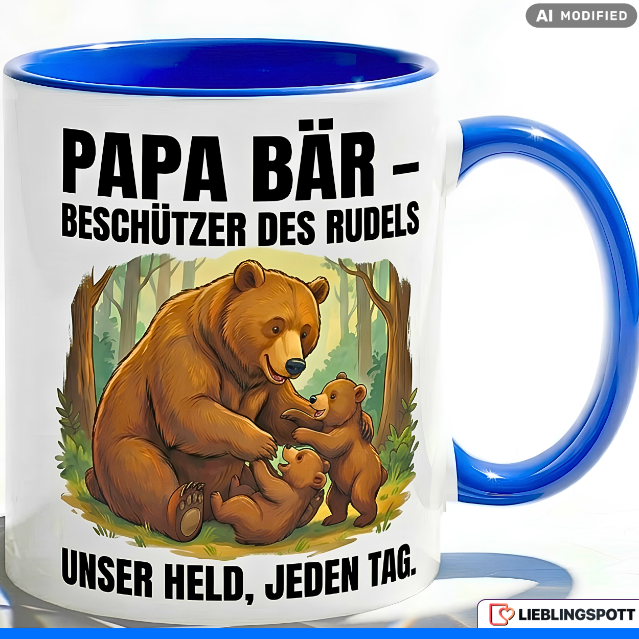 Papa Bear Mug Saying Father's Day Gift Green Mug 330ml