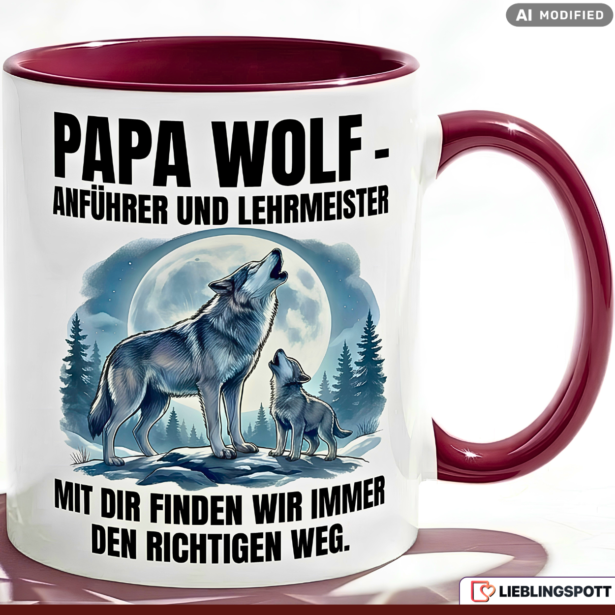 Papa Wolf Mug Saying Father's Day Gift Blue Mug 330ml