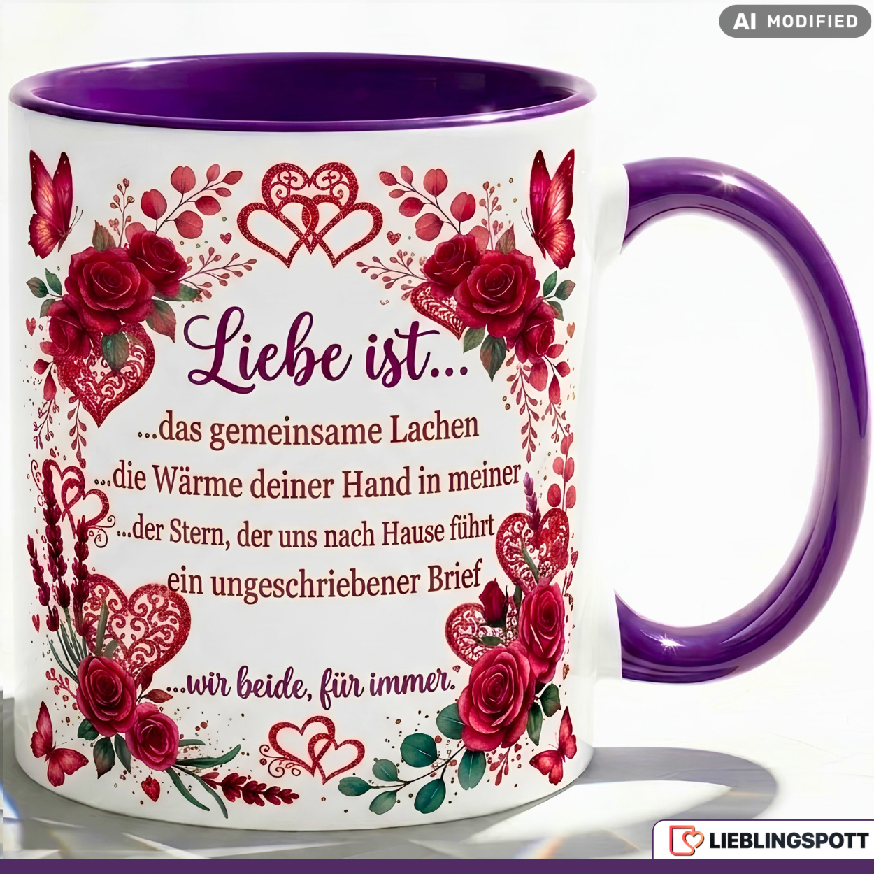 Love Mug Quote Hearts Gift Anniversary Valentine's Day Red Mug 330ml
