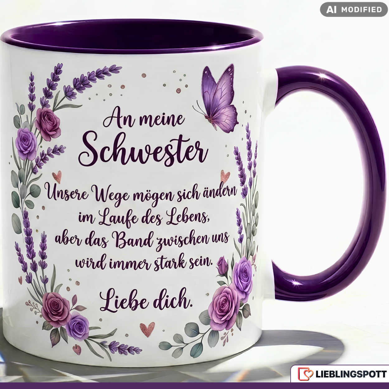 Sister Mug Quote Paths Gift Thank You Birthday Purple Coffee Mug 330ml
