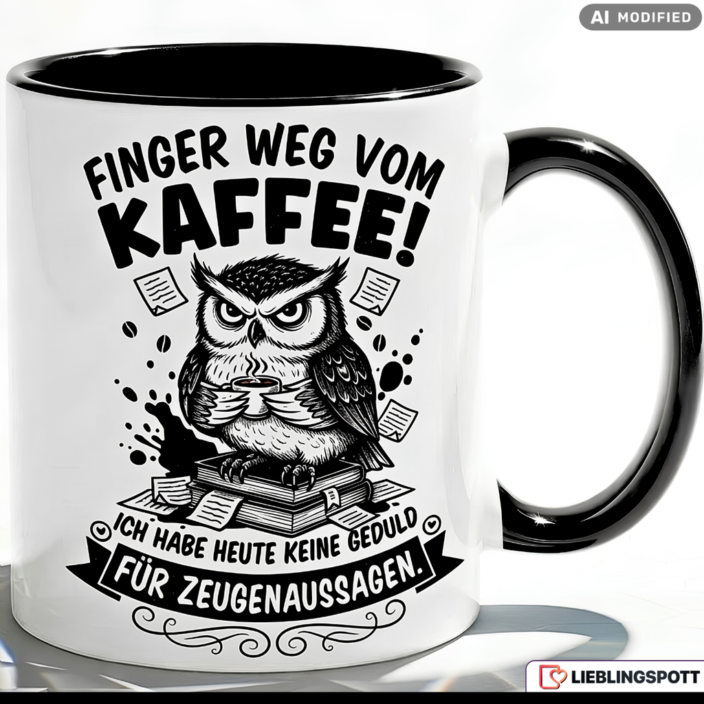 Eule Tasse Spruch Kaffee Büro Geschenk Kollege Roter Becher 330ml