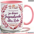 Jugendweihe Tasse Spruch Geschenk alles Liebe Lila Becher 330ml