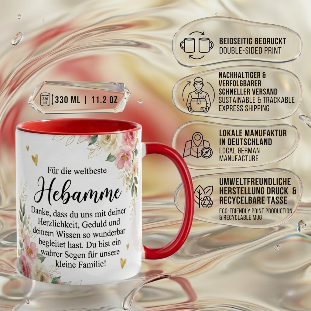 Tasse für Hebamme Dankbarkeit Geschenk kleine Familie Liebe Begleitung