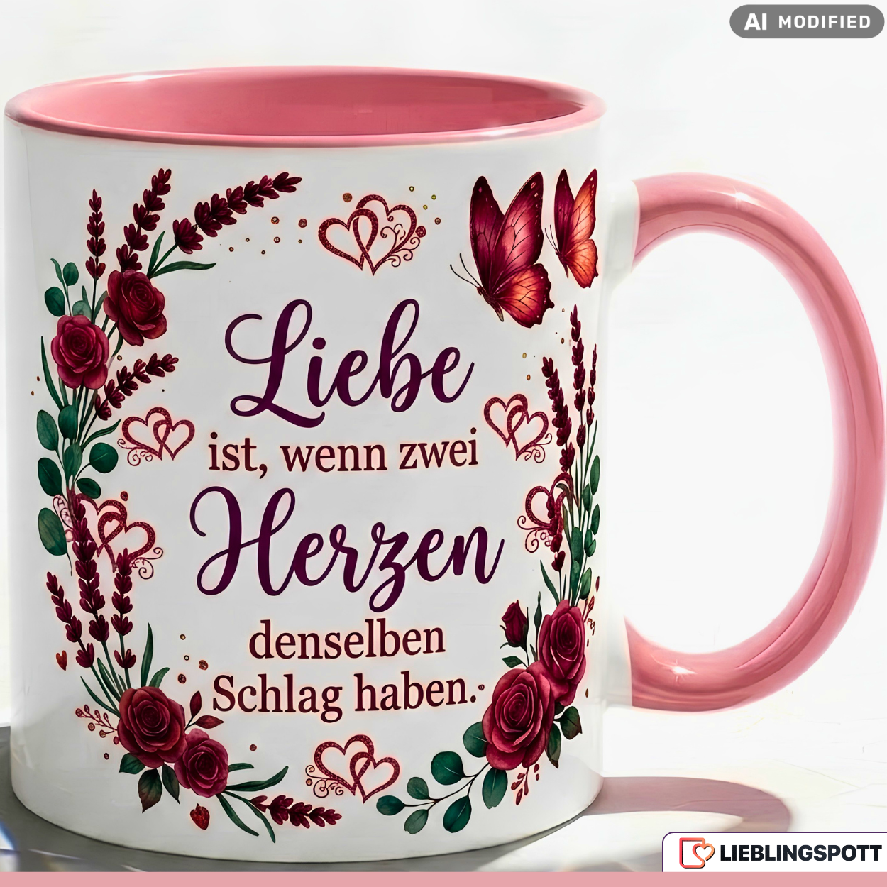 Love Mug Quote Hearts Gift Anniversary Valentine's Day Red Mug 330ml