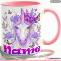 Einhorn Tasse Name personalisiert Geschenk Mädchen Lila Becher 330ml