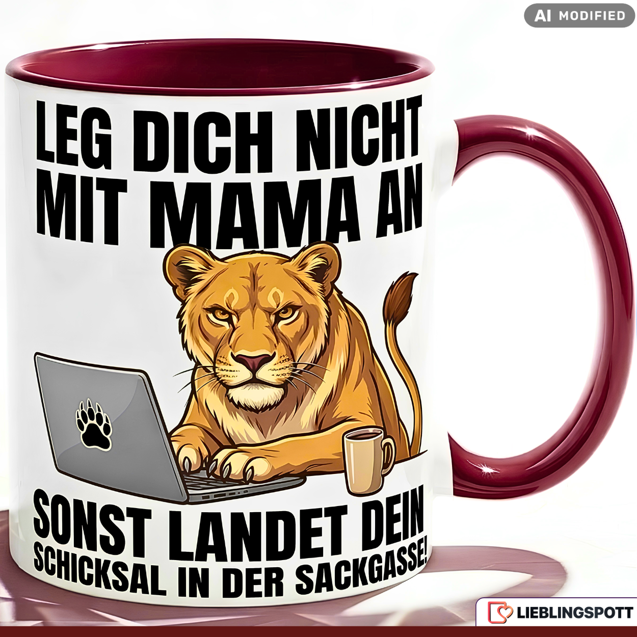 Lioness Mug Quote Mom Office Mother's Day Gift Yellow Mug 330ml