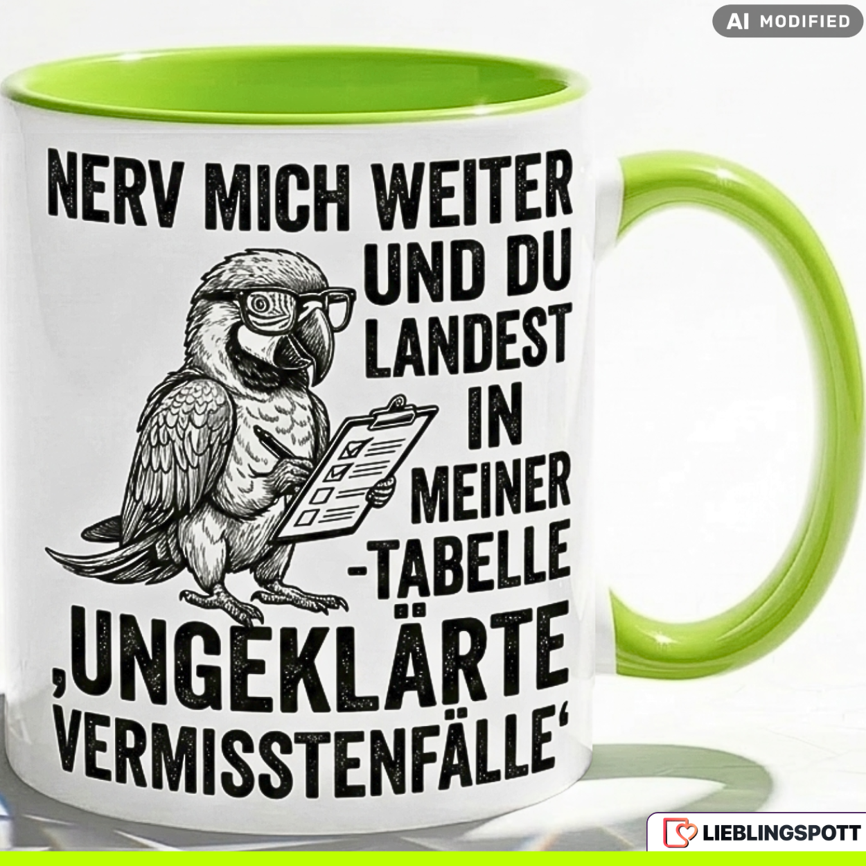Parrot Mug Saying Office Gift Colleague Black Mug 330ml