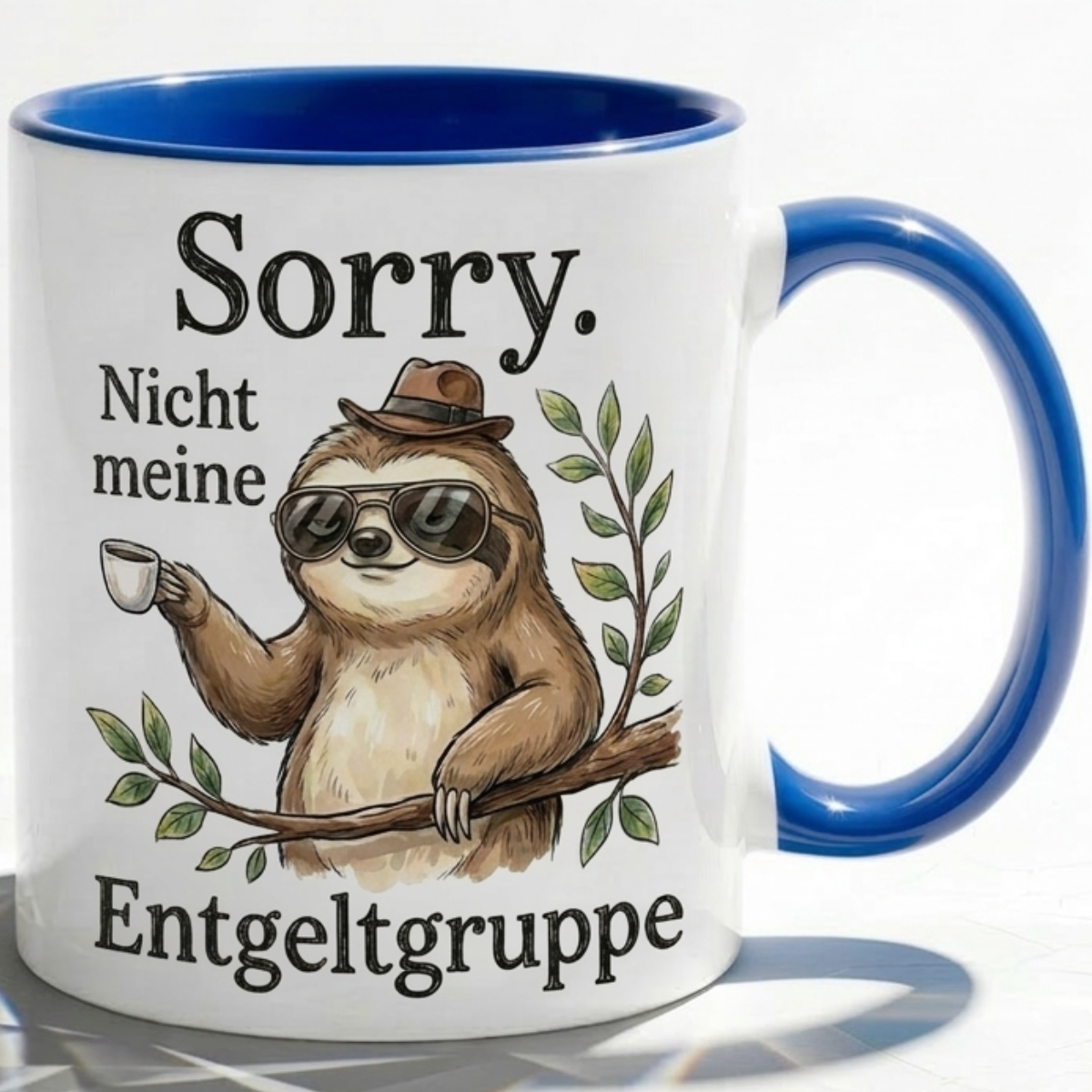 Witzige Kaffeetasse Faultier Entgeltgruppe Spruch-Becher Geschenk für Kollegen, Abschied