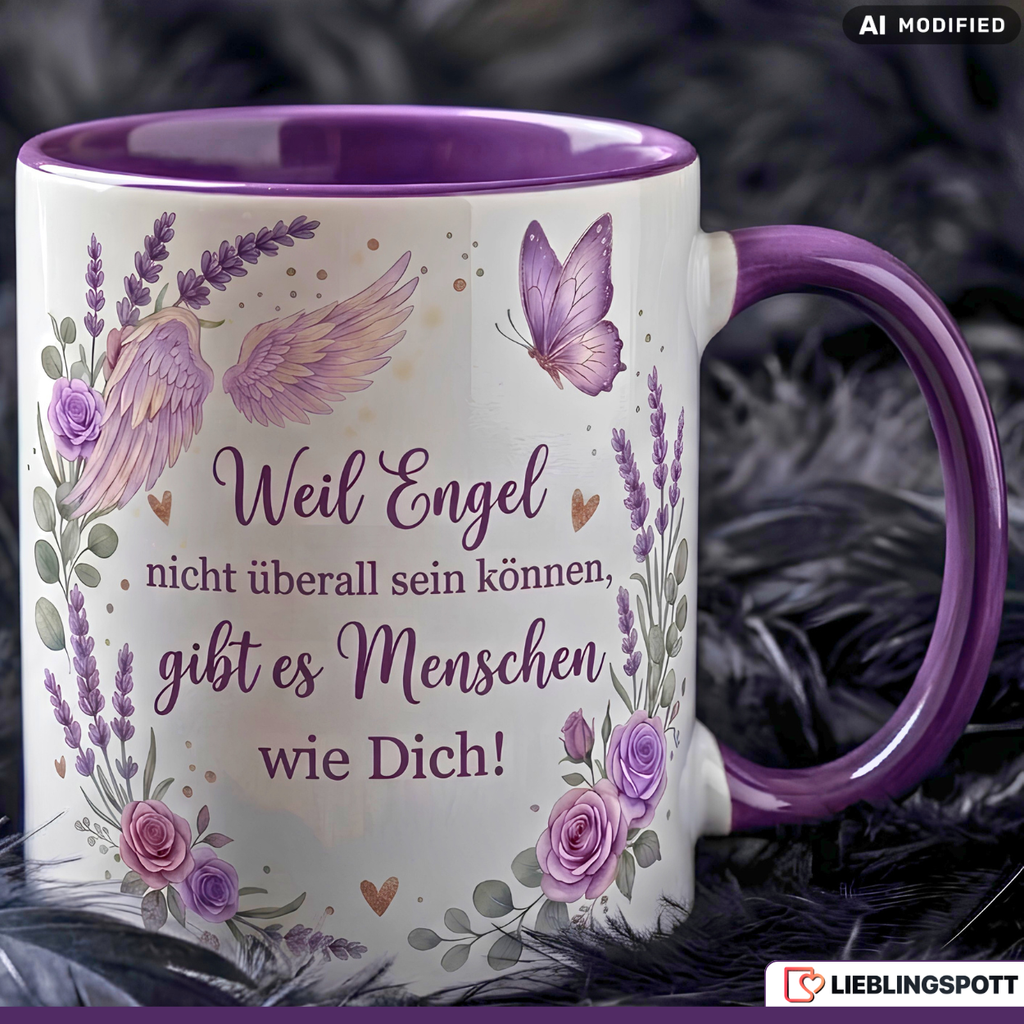 Engel Tasse Spruch Danke Geschenk Freundin Mama Rosa Becher 330ml