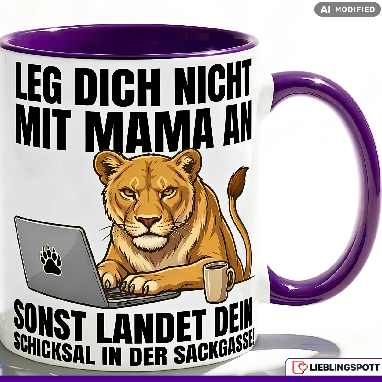 Lioness Mug Quote Mom Office Mother's Day Gift Yellow Mug 330ml