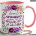 Mitarbeiterin Tasse Spruch Beste Geschenk Danke Abschied Lila Becher 330ml