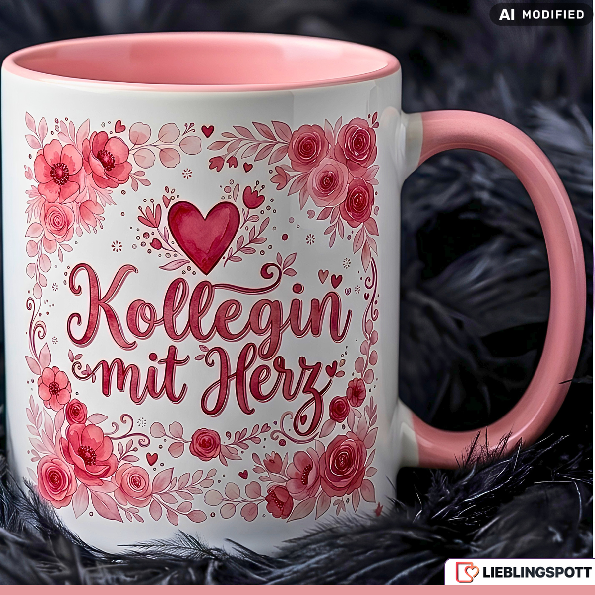 Kollegin Tasse mit Herz Spruch Geschenk Geburtstag Rosa Becher 330ml