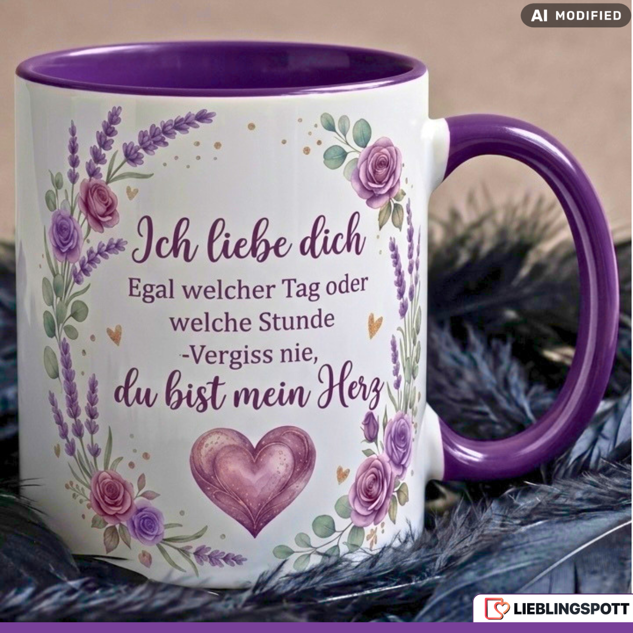 Liebe Tasse Ich liebe dich Spruch Geschenk Partner Rosa Becher 330ml
