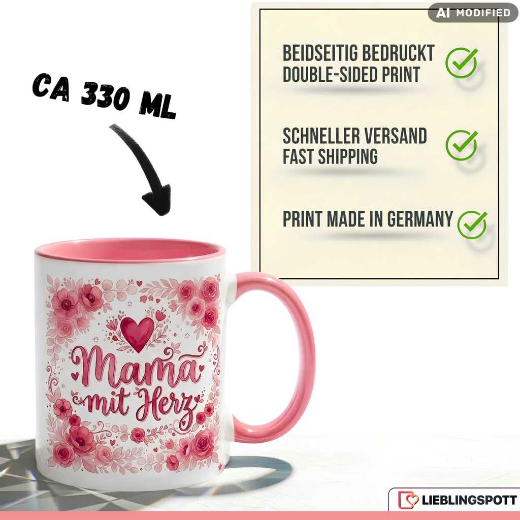 Mom Mug with Heart Saying Gift Birthday Pink Cup 330ml
