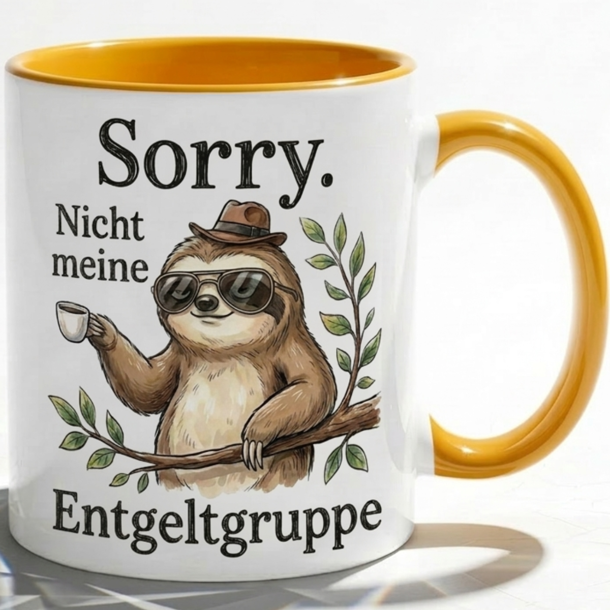 Witzige Kaffeetasse Faultier Entgeltgruppe Spruch-Becher Geschenk für Kollegen, Abschied