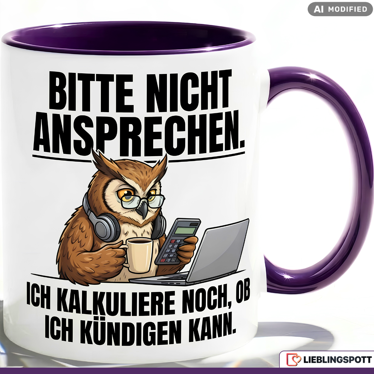 Owl Mug Saying Office Work Gift Colleague Red Mug 330ml