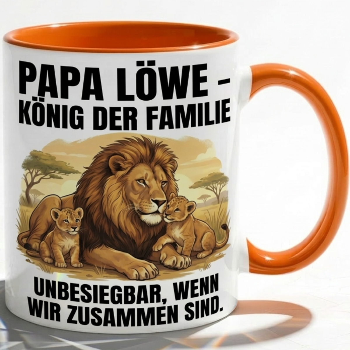 Papa Löwe Tasse als Geschenk Vatertag, Geburtstag Vater König Kaffee Becher