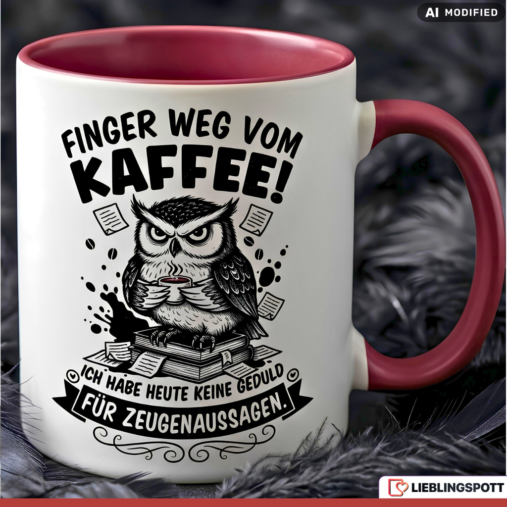 Eule Tasse Spruch Kaffee Büro Geschenk Kollege Roter Becher 330ml