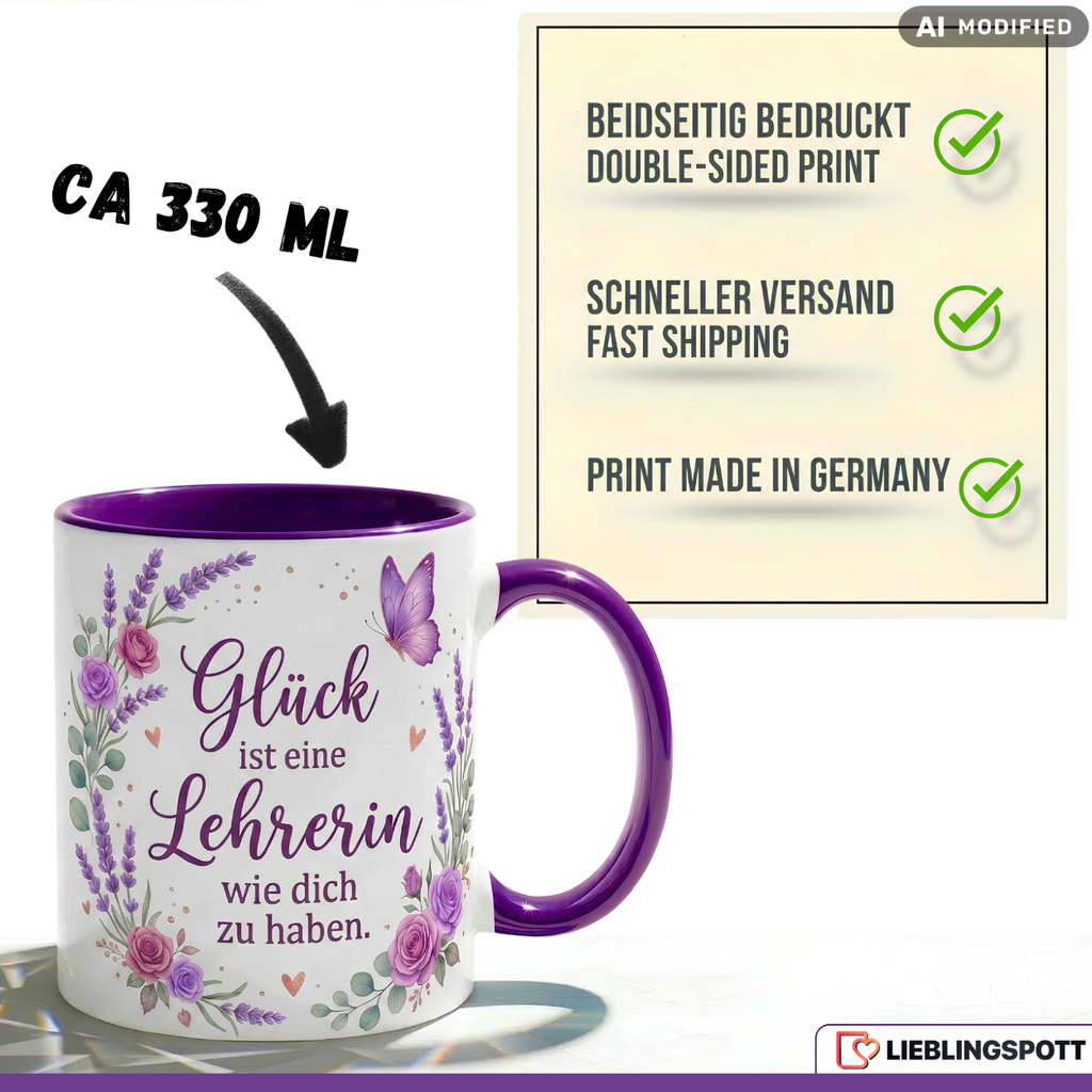 Teacher Mug Saying Thank You Gift Purple Mug 330ml