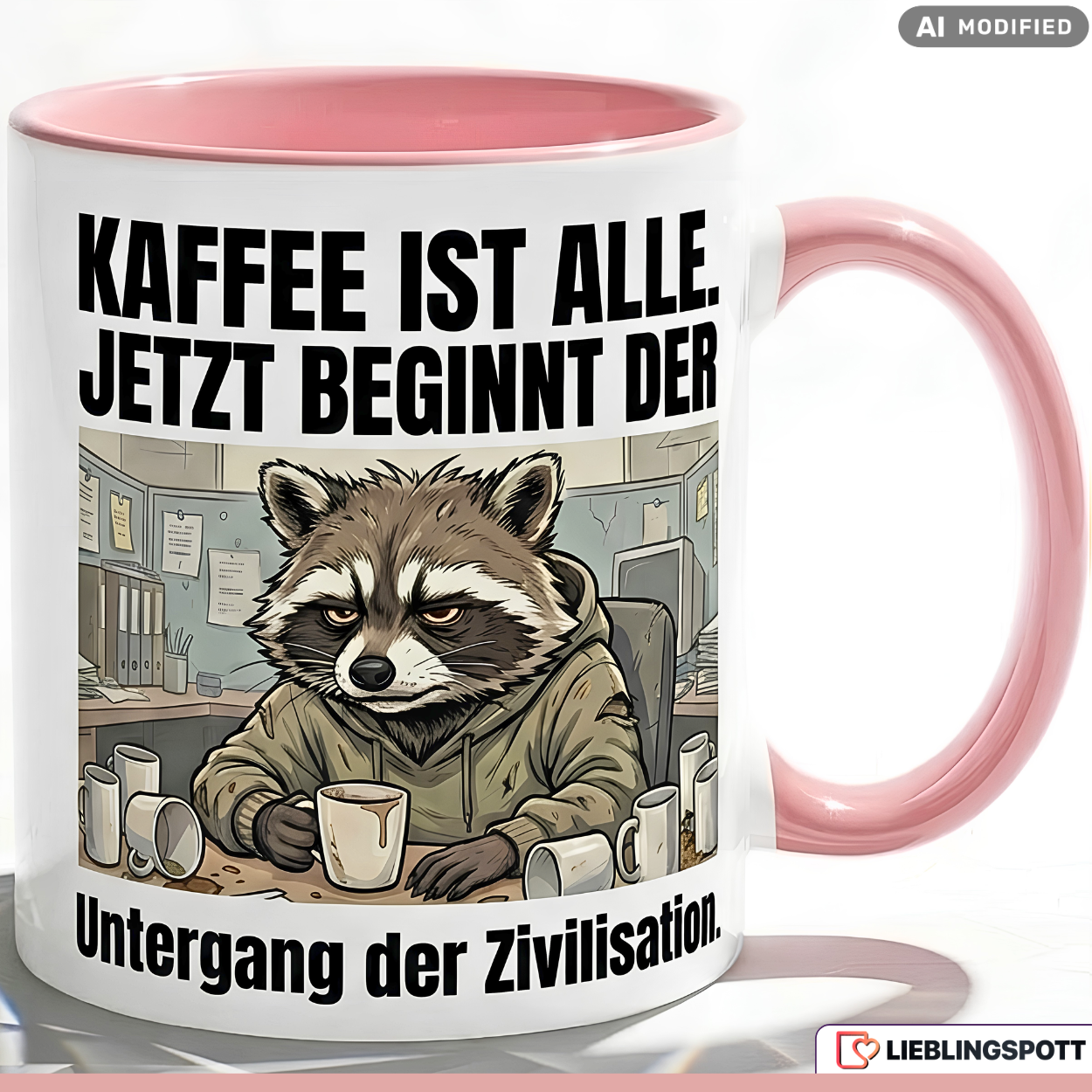 Raccoon Mug Saying Coffee Office Gift Colleague Black Mug 330ml