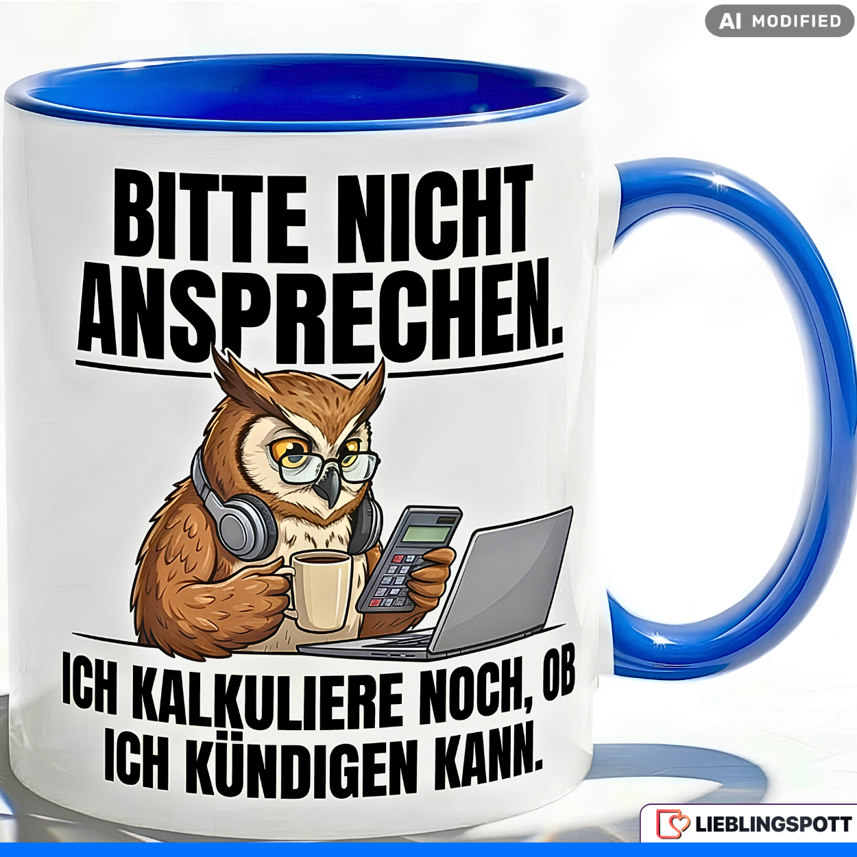Owl Mug Saying Office Work Gift Colleague Red Mug 330ml
