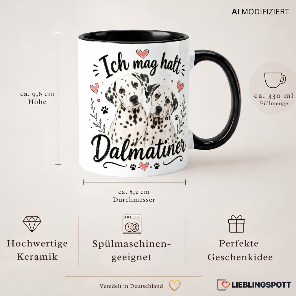 Dalmatiner Tasse „Ich mag halt Dalmatiner“ – Keramik 330 ml