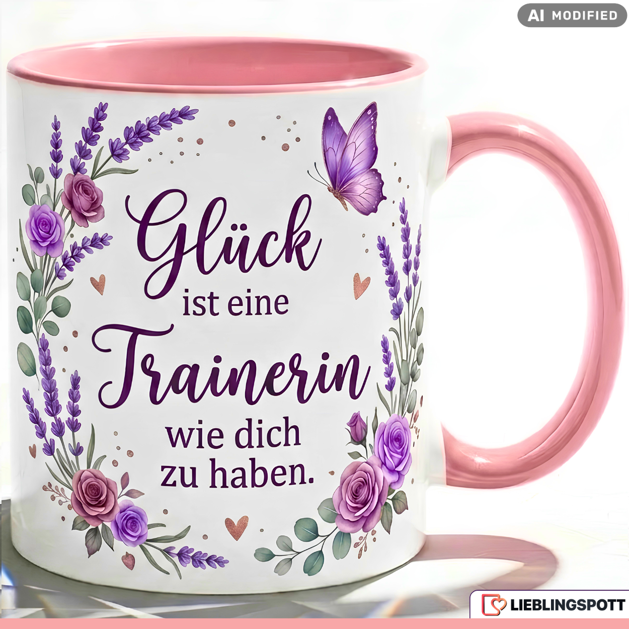 Trainerin Tasse Spruch Glück Geschenk Danke Geburtstag Lila Becher 330ml