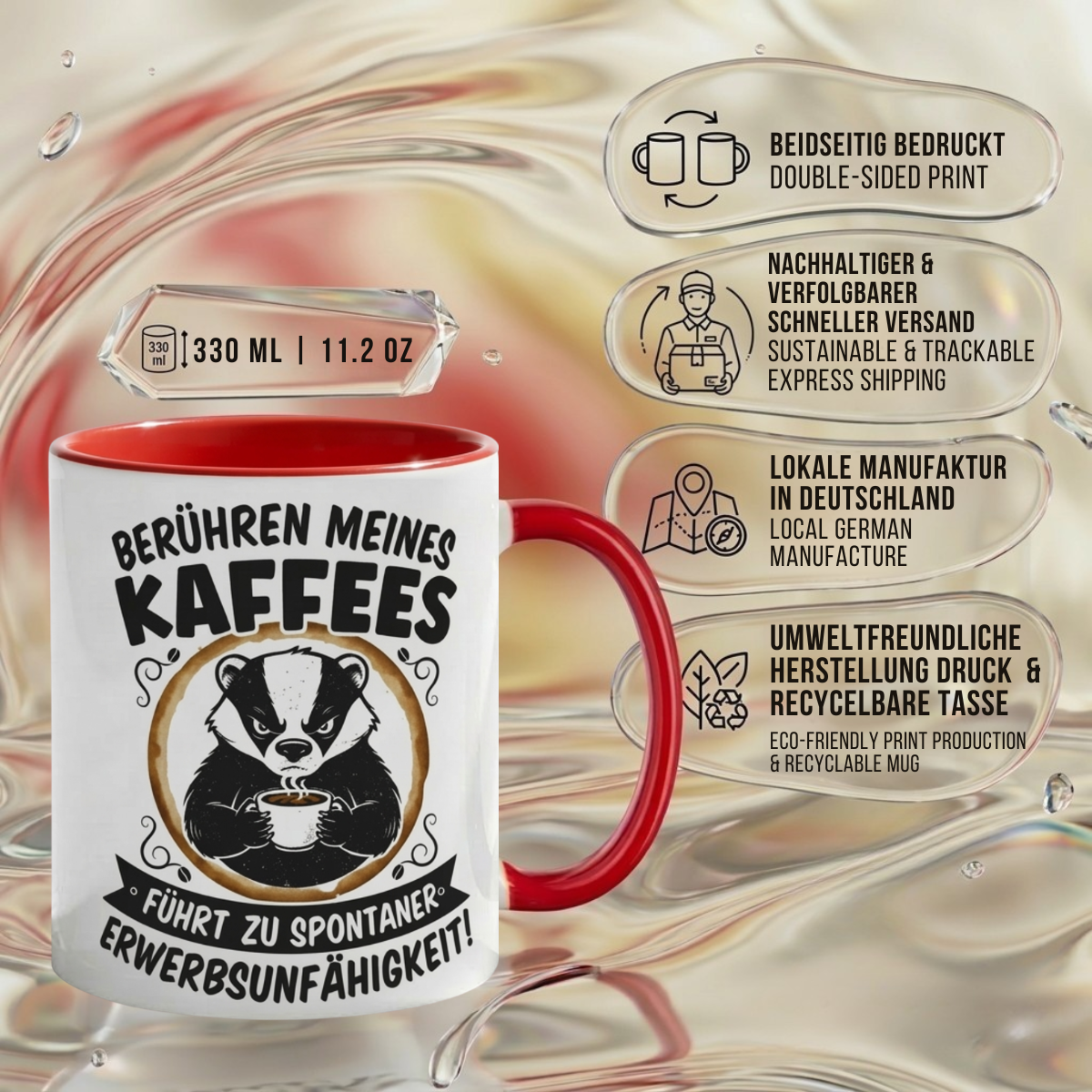 Dachs Büro Kaffee Tasse Lustiger Spruch mit Humor Geschenk für Kollegen Arbeit