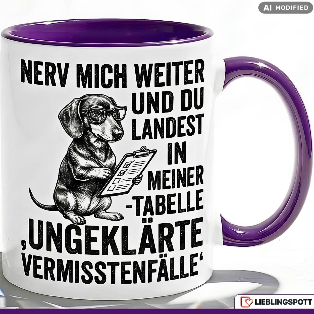Dackel Tasse Spruch Büro Geschenk Kollege Schwarzer Becher 330ml