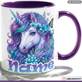 Einhorn Tasse Name personalisiert Geschenk Mädchen Lila Becher 330ml