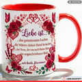 Liebe Tasse Spruch Herzen Geschenk Jahrestag Valentinstag Rot Becher 330ml
