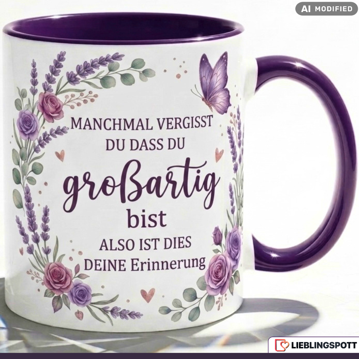 Großartig Tasse Spruch Motivation Geschenk Freundin Lila Becher 330ml