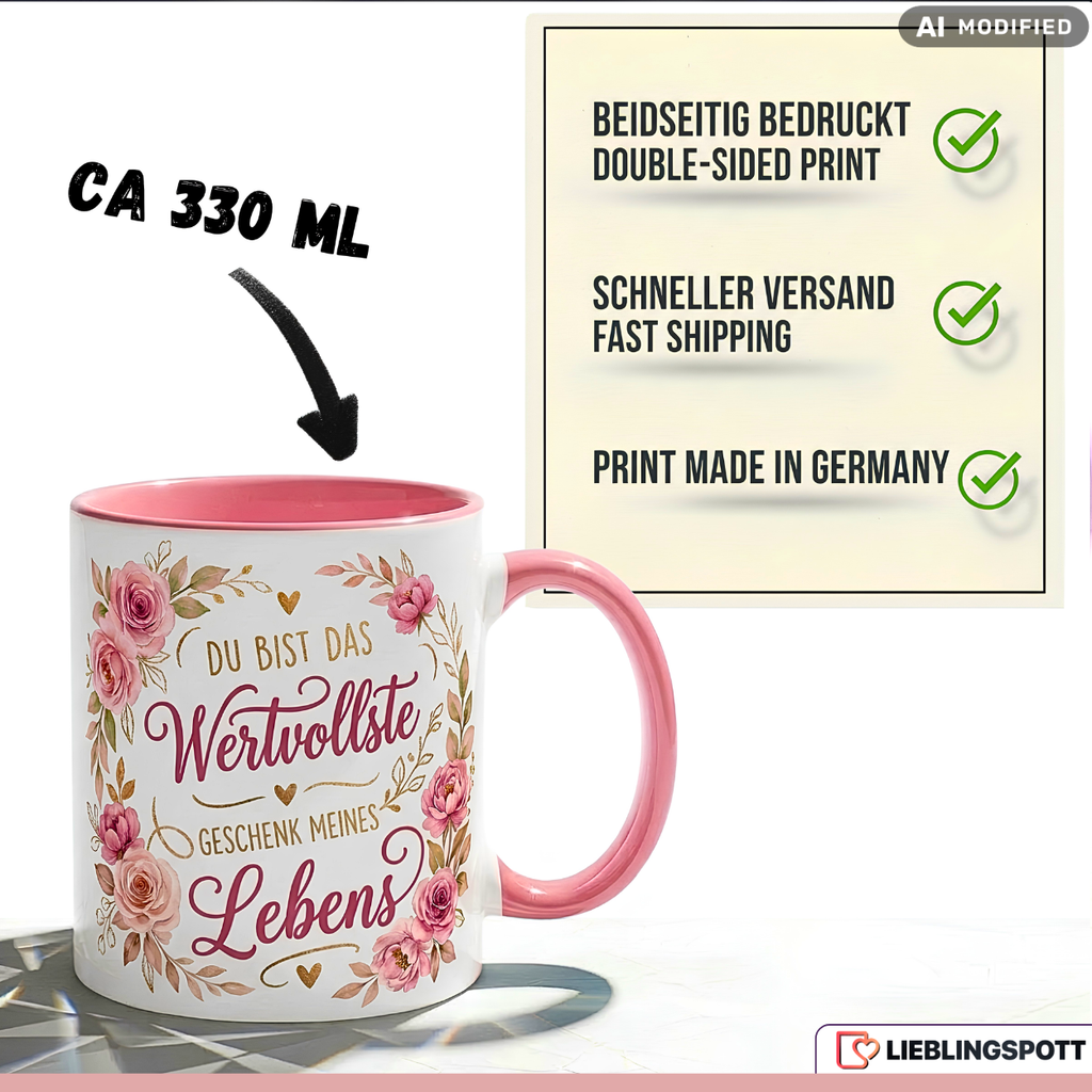 Lieblingsmensch Tasse Spruch Geschenk Liebe Rosa Becher 330ml